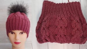 Женская ПЫШНАЯ шапка спицами с КОСАМИ, АККУРАТНОЙ макушкой, КЛАССИЧЕСКИМ наборным краем. Часть 2/2