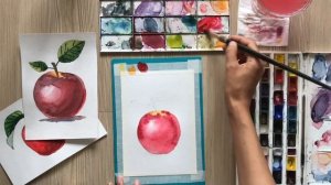 РИСУНОК ЯБЛОКА АКВАРЕЛЬЮ