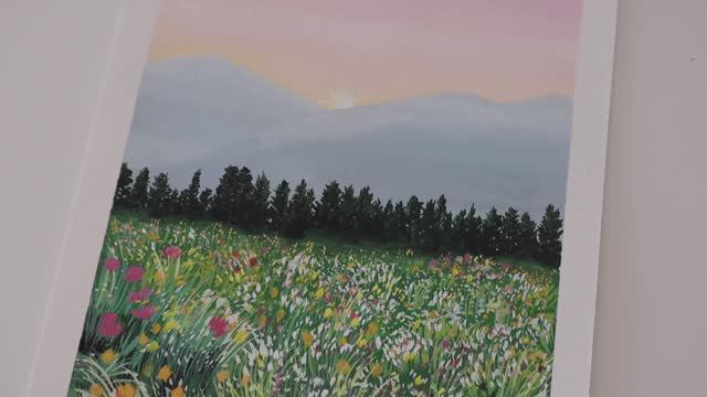 Как просто и красиво нарисовать пейзаж с цветочным полем / Живопись гуашью смотреть онлайн