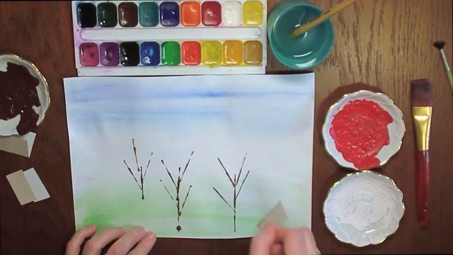 Выпуск №17.Цветущая яблоня. Техника тычок. смотреть онлайн