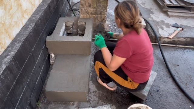 DIY fireplace made from bricks and tile adhesive. Очаг своими руками из кирп? смотреть онлайн