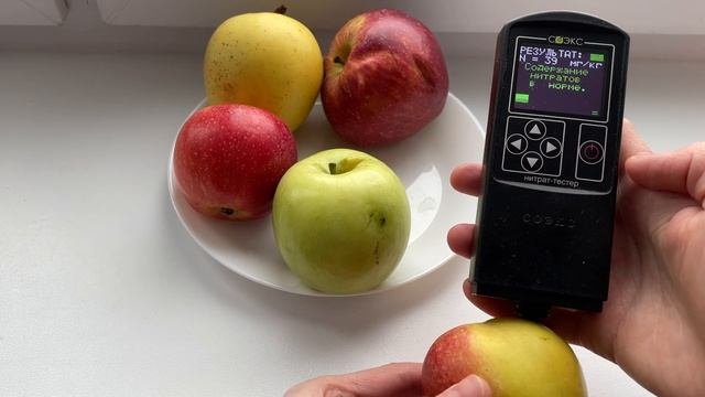 Проверяем на нитраты разные виды яблок.