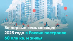 За первые семь месяцев 2025 года в России построили 60 млн кв. м жилья