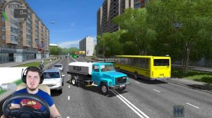 СТАРЫЙ ГАЗОН ВАЛИТ ПО ГОРОДУ 70км/ч - City Car Driving + РУЛЬ