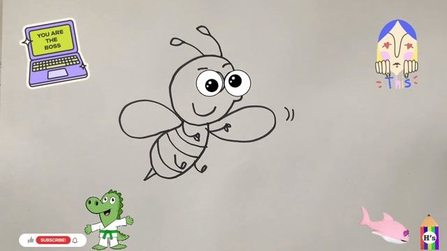 How To Draw a Cute Bee | рисунок пчела для детей | Bolalar uchun ari rasm chizi смотреть онлайн