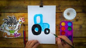 Рисуем СИНИЙ ТРАКТОР / Краски детский сад РыбаКит