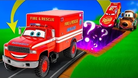 🚀 Прыгай в таинственную яму! Краш-тест трансформеров Pixar Cars: Маккуин и Мэтр в лучистом драйве!