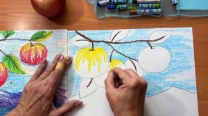 Рисуем ароматные яблоки масляной пастелью. Видео по И?