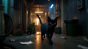 Девушка и кошка (киберпанк)