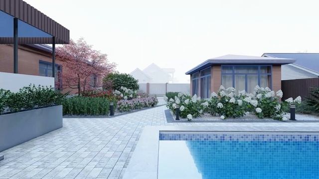 Ландшафтный проект участка 10 соток с бассейном смотреть онлайн