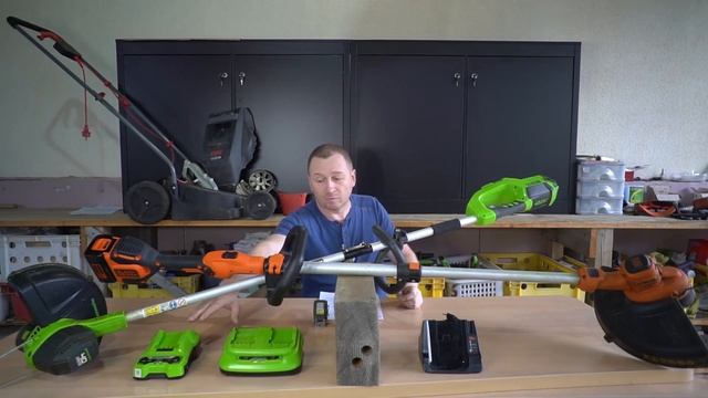 Аккумуляторные триммеры Black+Decker BCSTA536 и Greenworks G40LT30 смотреть онлайн