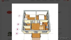 Проект каркасного дома 6 на 7 м "Клюква" 1 этаж
