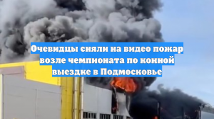 Очевидцы сняли на видео пожар возле чемпионата по конной выездке в Подмосковье