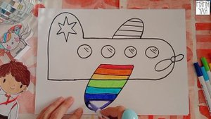 Как нарисовать радужный самолет | Рисуем воздушный ТР?