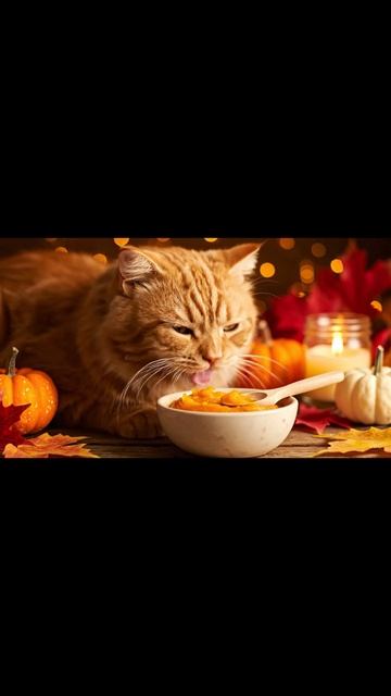 Шепот осени и уютное мурчание на кухне. #cozyvibes #autumncat #fallseason #gingercat #pumpkinse