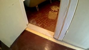 Бетонные порожки ванной и туалета меняем на ламинат.