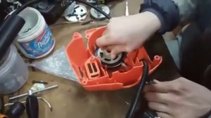 ST725 Ставим (эластичный) храповик на стартер мотора "Сем