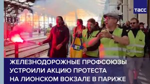 Железнодорожные профсоюзы устроили акцию протеста на Лионском вокзале в Париже
