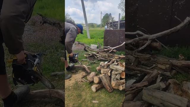 Пилим дрова бензопилой BS-52 смотреть онлайн