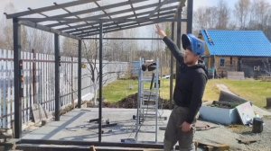 БЕСЕДКА 3х3 из металлопрофиля и поликарбоната СВОИМИ Р