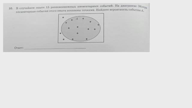 ОГЭ. Математика. Задание 10. В случайном опыте 15 равнозначных элементарных событий. смотреть онлайн