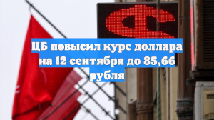 ЦБ повысил курс доллара на 12 сентября до 85,66 рубля