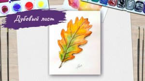 Как нарисовать осенний дубовый лист
