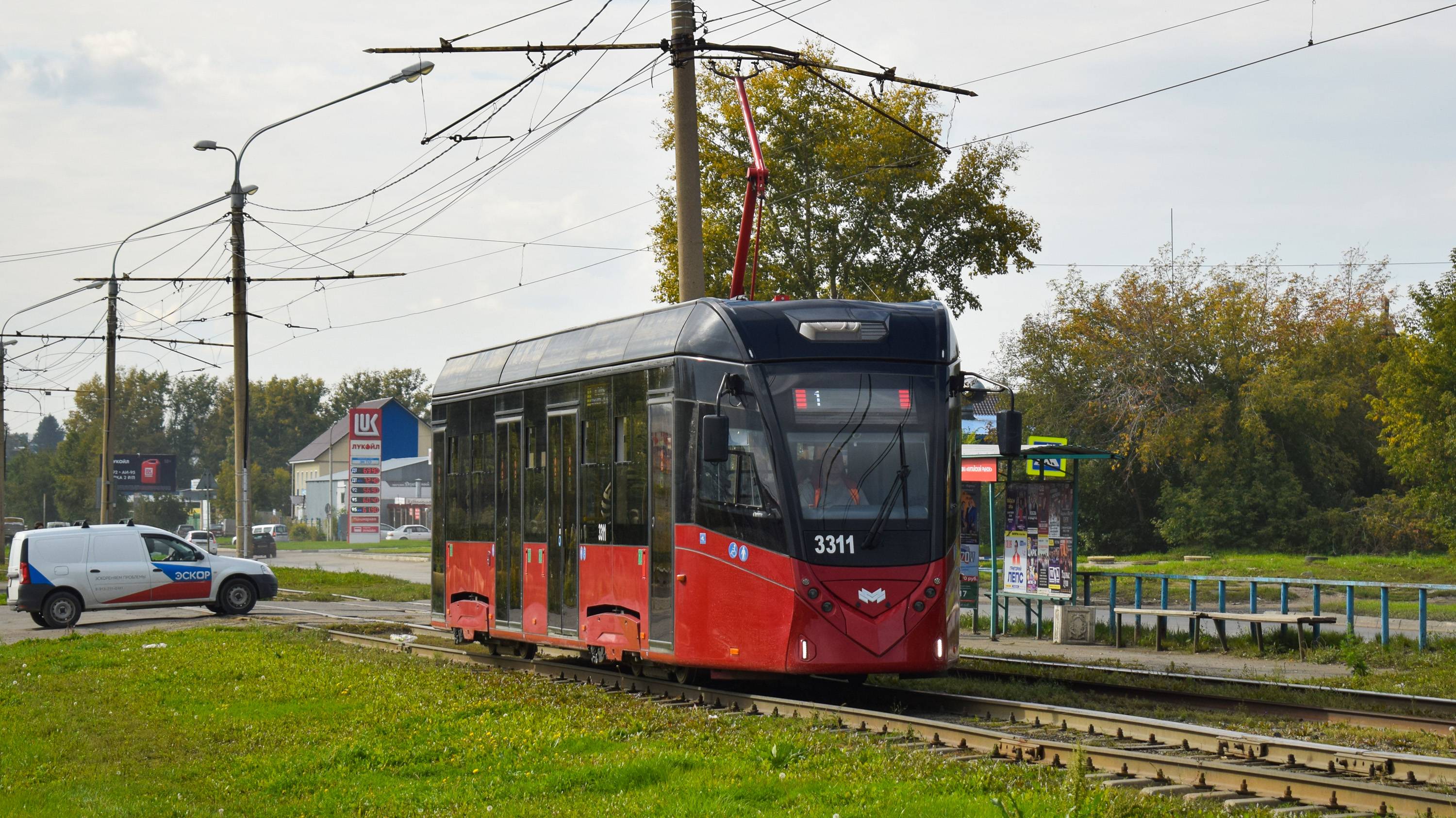 Трамвай БКМ 802Е (Т811)-3311. Покатушки по Барнаулу. смотреть онлайн