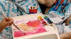 Рисую кошку красками