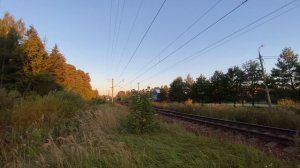 Электропоезд ЭП2Д-0103 «РЭКС» «Раним утром осени» пл.Хлюпино до Белорусского Вокзала. 11.09.2025.