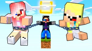 😱НА ОДНОМ БЛОКЕ но МЫ СВЯЗАНЫ в МАЙНКРАФТ! ШЕДИ ЛЕСКА И НУБИК Minecraft!