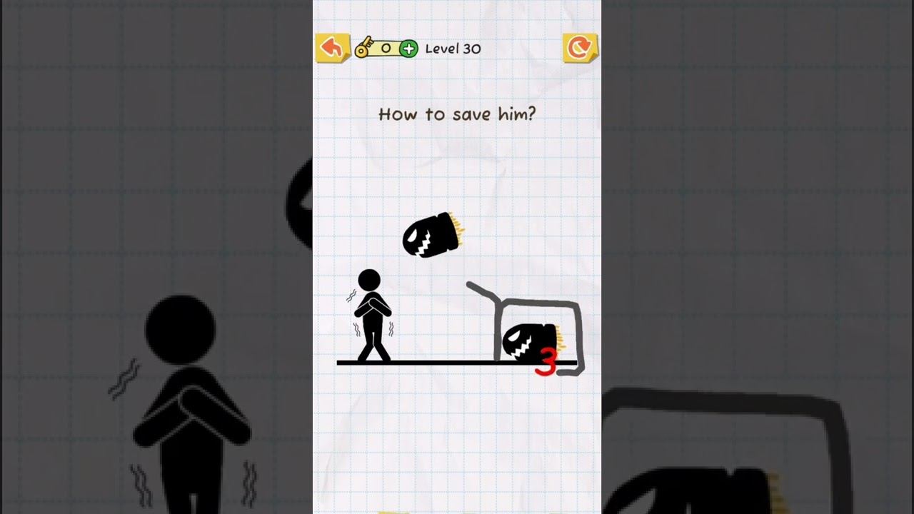Draw 2 Save 30 level, How to save him?  #головоломки #решение #ответы #draw2save #shorts