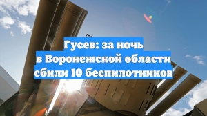 Гусев: за ночь в Воронежской области сбили 10 беспилотников