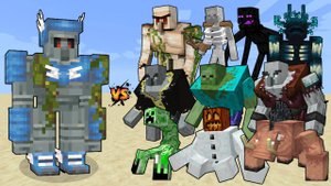 УСКОРЕННЫЙ ГОЛЕМ ПРОТИВ БОССОВ МАЙНКРАФТ  (ЧАСТЬ 2)