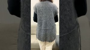 Серый пуховый жилет кардиган ручной работы. Козий пух. Описание под видео