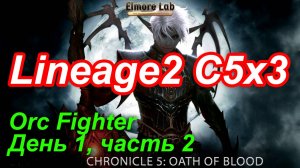 Lineage2. Elmorelab.com. Cronicle5 x3. Orc Fighter. День 1, часть 2.