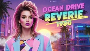 Ocean Drive Reverie 1980 – Synthwave Reflections on Chrome Waters