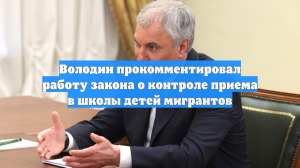 Володин прокомментировал работу закона о контроле приема в школы детей мигрантов