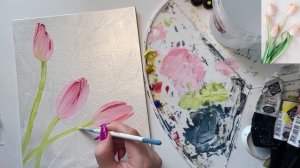 Как нарисовать тюльпаны акрилом | Нежная весенняя картина на серебре