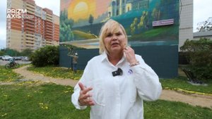 Художественная роспись фасада 17-ти этажного дома в г.Лобня, Текстильная, 12