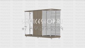 Торговый прилавок с экономпанелью и тумбой распашная дверка