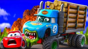 КОРОЛЬ лесовозов-зомби ПРОТИВ поезда-эвакуатора, Апокалипсис в BeamNG.drive