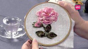 Роза из лент с открытой серединой. Ручная работа