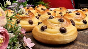 Нежные булочки с ванильным кремом и шоколадом исчезают со стола за секунды!