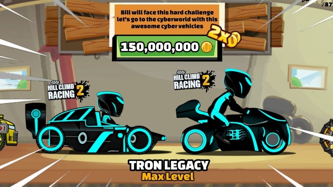 Hill Climb Racing 2 - Epic TRON LEGACY Vehicles😍 (Gameplay)