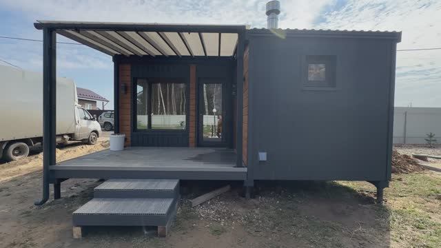 Модульная баня М-1,5. Обзор фасада