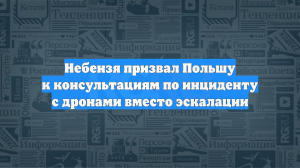 Небензя призвал Польшу к консультациям по инциденту с дронами вместо эскалации