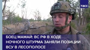 Боец Мамай: ВС РФ в ходе ночного штурма заняли позиции ВСУ в лесополосе