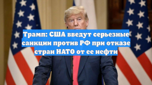 Трамп: США введут серьезные санкции против РФ при отказе стран НАТО от ее нефти