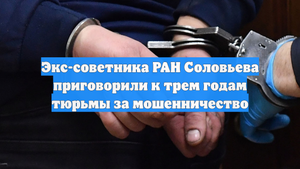 Экс-советника РАН Соловьева приговорили к трем годам тюрьмы за мошенничество